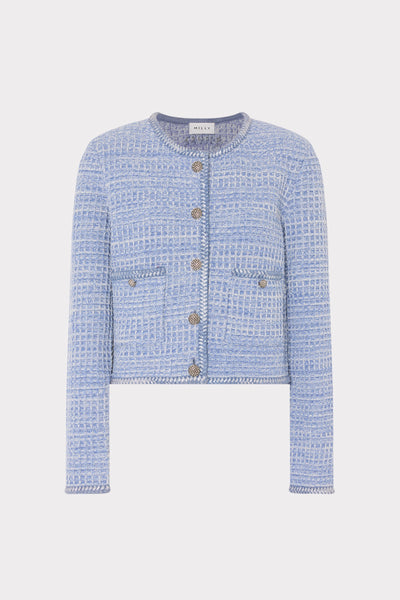 Sade Textured Cardigan in Blue Multi | MILLY
