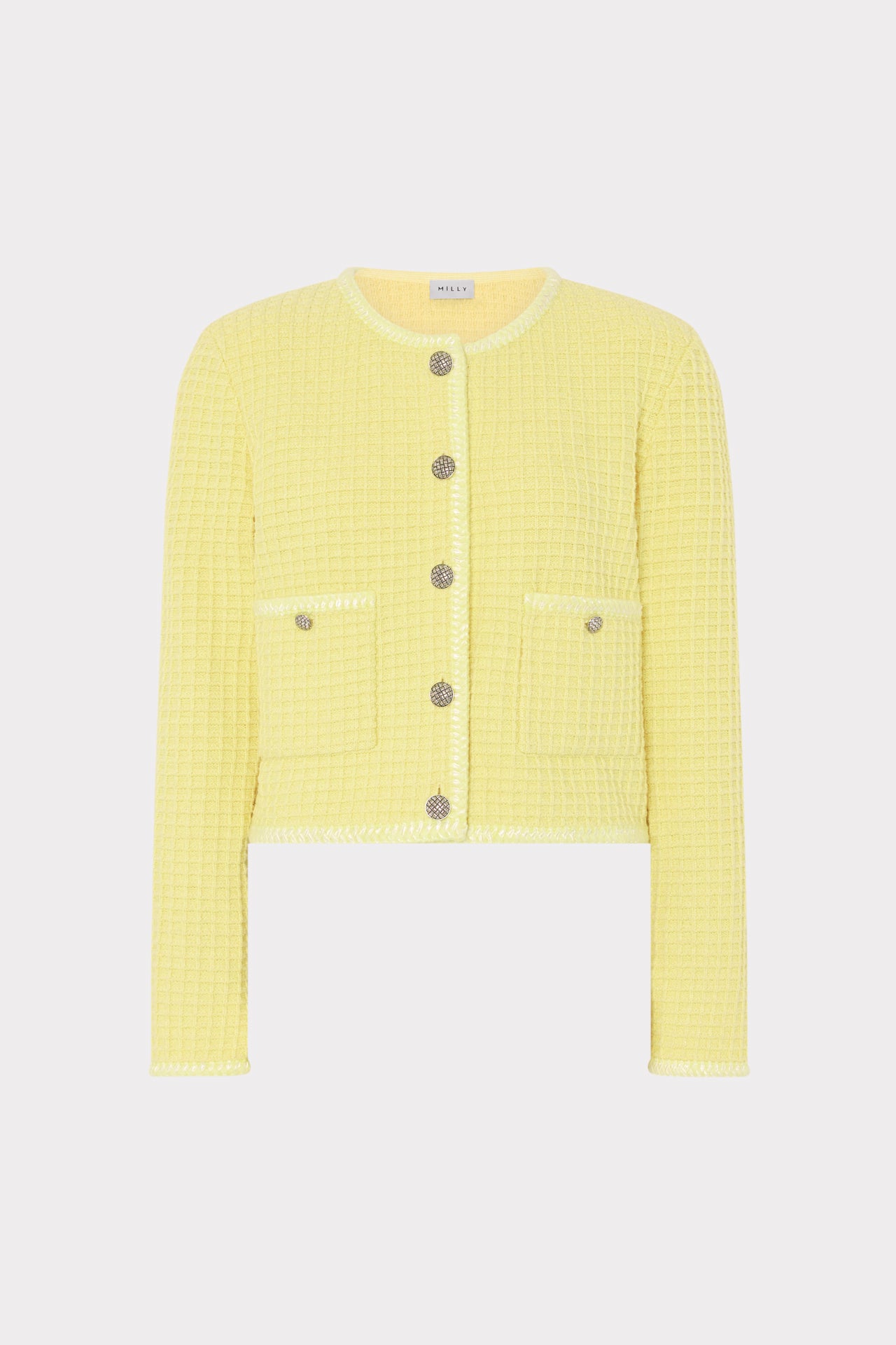Sade Textured Cardigan in Light Yellow | MILLY