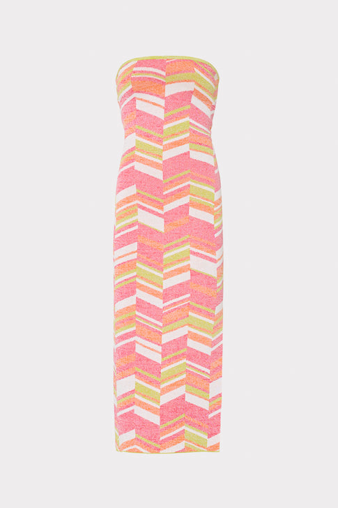 Strapless Multicolor Chevron Knit Dress