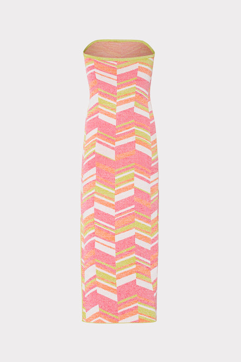 Strapless Multicolor Chevron Knit Dress