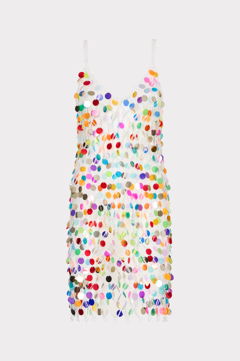 Sequin Crochet Mini Sleeveless Dress Multi Image 1 of 4