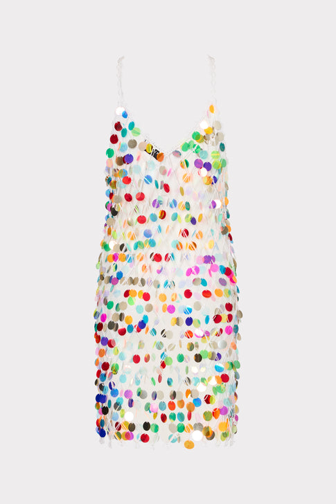 Sequin Crochet Mini Sleeveless Dress Multi Image 4 of 4