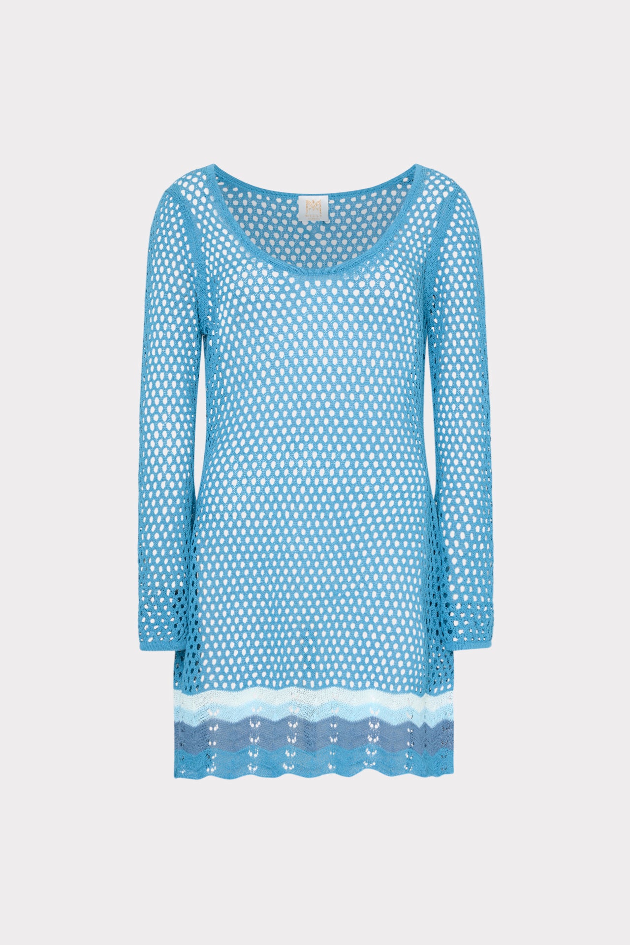 Crochet Mini Cover-Up Dress in Blue Multi
