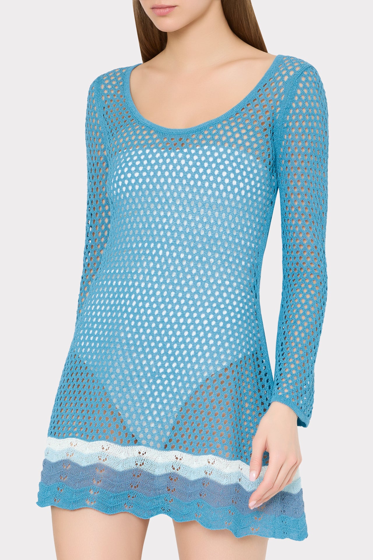 Milly Cabana Crochet Mini Long Sleeve Cover-Up Dress Large Milly Cabana Crochet Mini Long Sleeve Cover-Up Dress Large