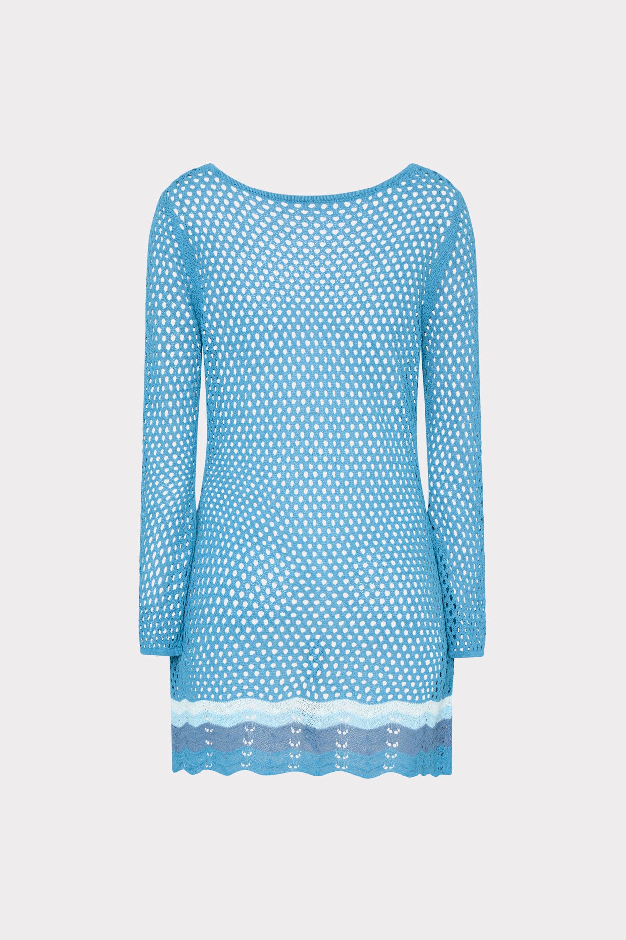 Crochet Mini Cover-Up Dress in Blue Multi