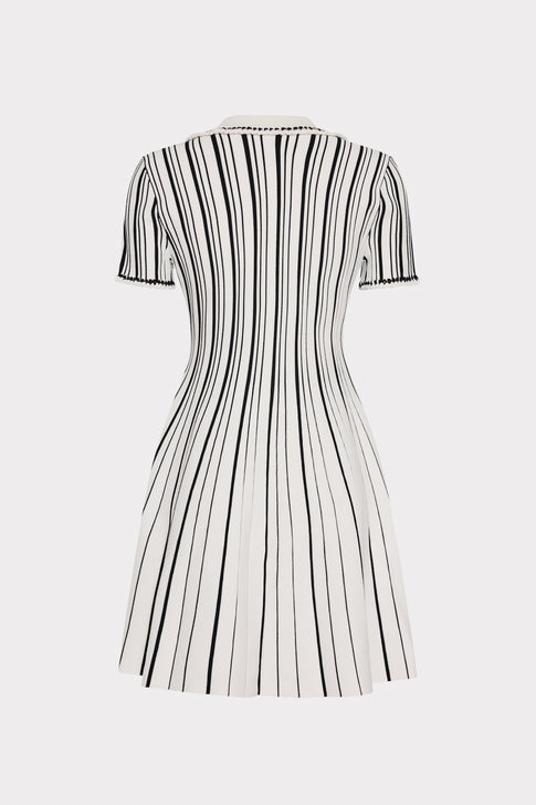 Black White Striped Knit Dress - Back View | MILLY