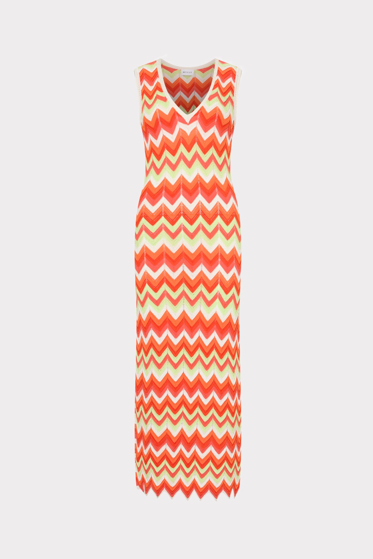 Milly Kaela Zigzag Knit Cover-Up Dress - Orange Multi