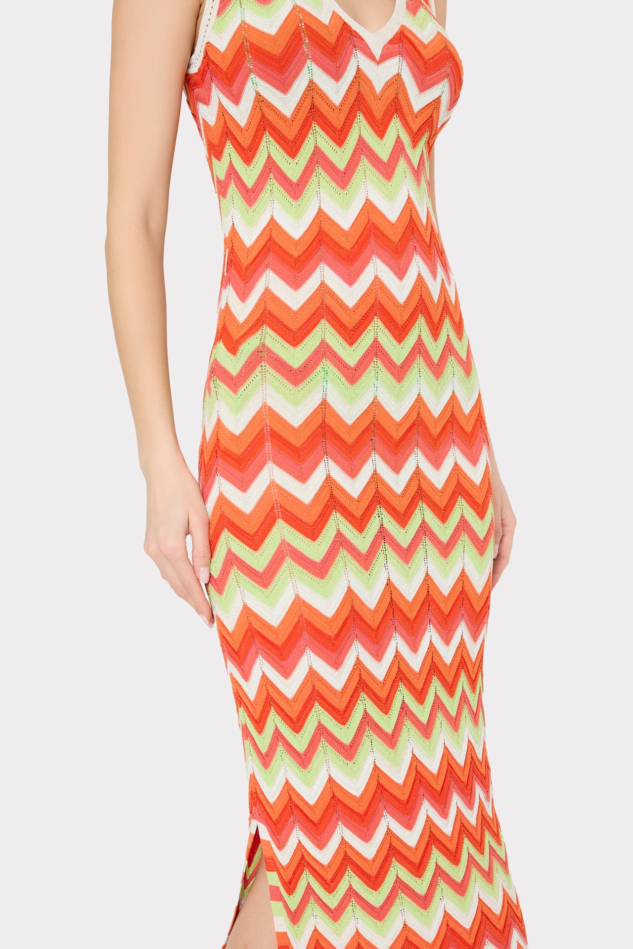 open lace back dress Kaela Knit Midi Dress in Orange Multi