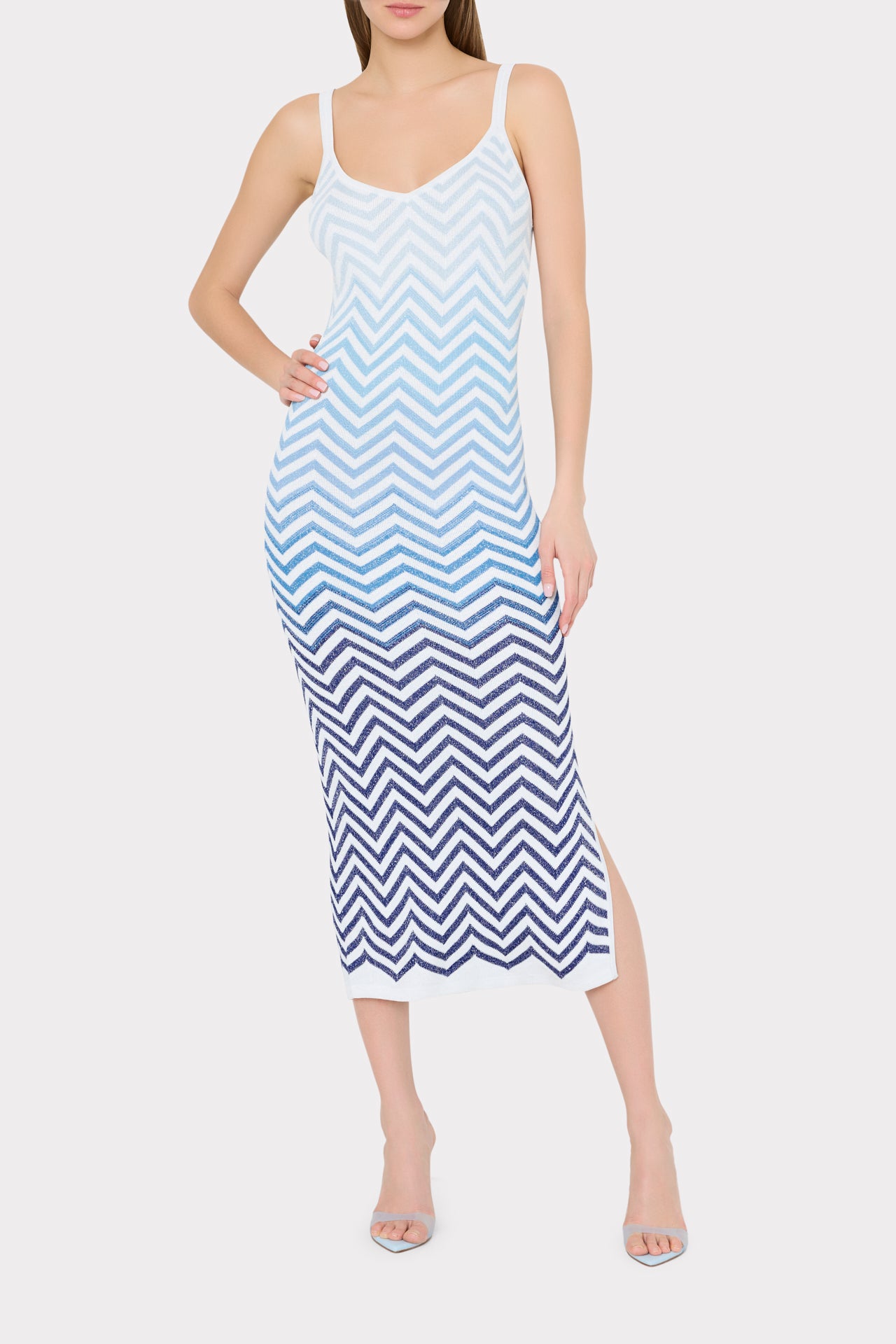 princess polly baby blue dress Mica Knit Midi Dress in Blue Multi