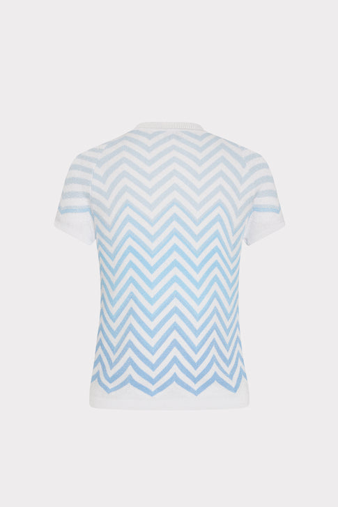 Blue Multi Chevron Knit Top - Back View | MILLY