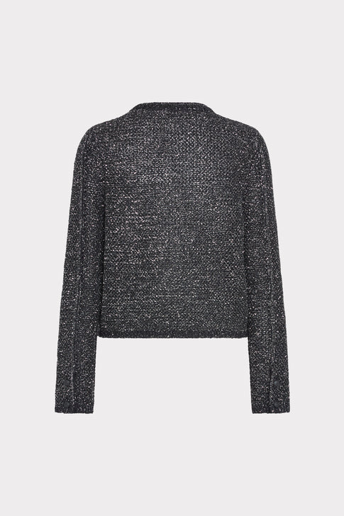 Black Sequin Knit Cardigan Jacket - Back View | MILLY