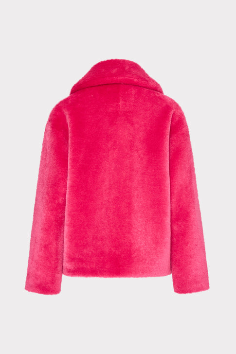 Short Faux Shearling Jacket Magenta Image 5 of 5