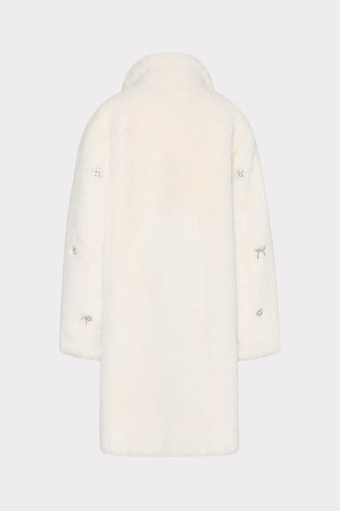 Jewel Trimmed Faux Fur Jacket Ivory Image 5 of 5