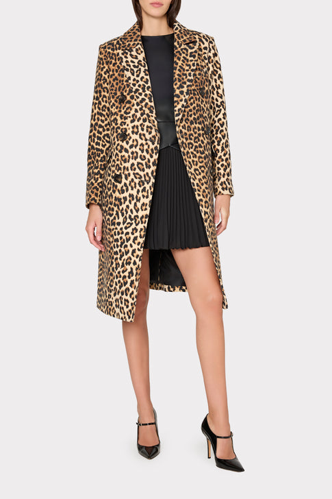 Leopard Double Breasted Coat Brown Image 2 of 4