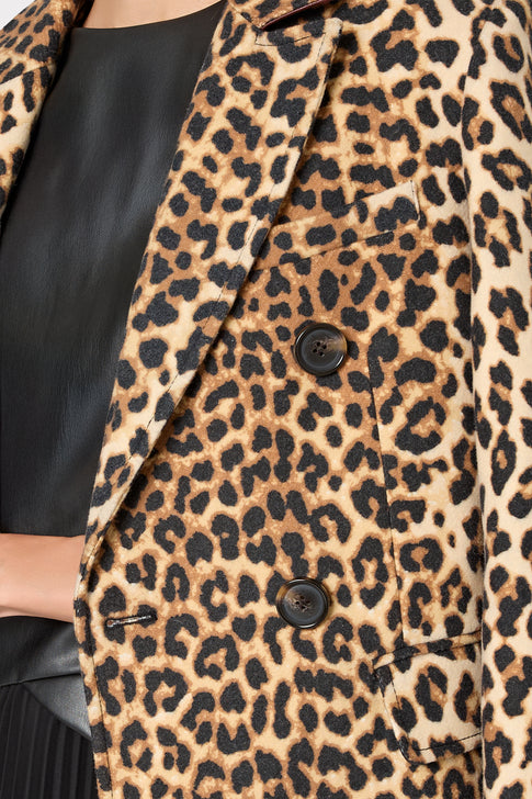 Leopard Double Breasted Coat Brown Image 3 of 4