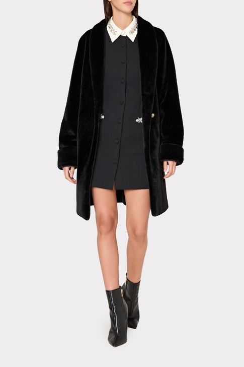 Faux Mink Wrap Coat Black Image 2 of 5