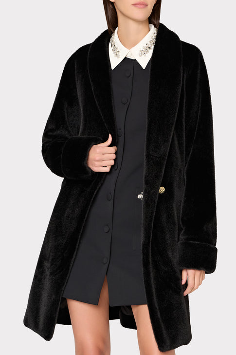 Faux Mink Wrap Coat Black Image 3 of 5