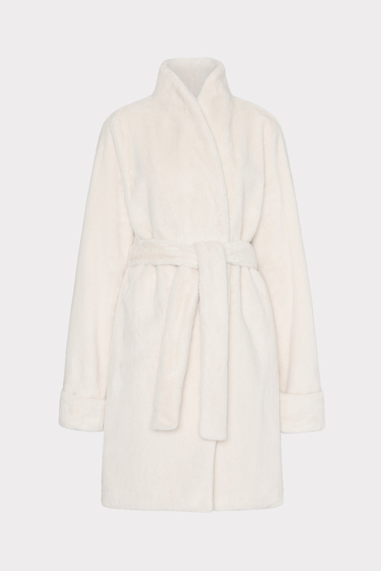 Faux Mink Wrap Coat in Winter White | MILLY