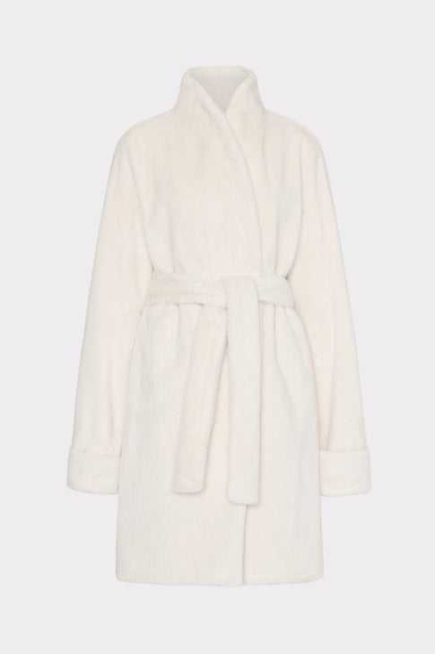 Faux Mink Wrap Coat Winter White Image 1 of 5