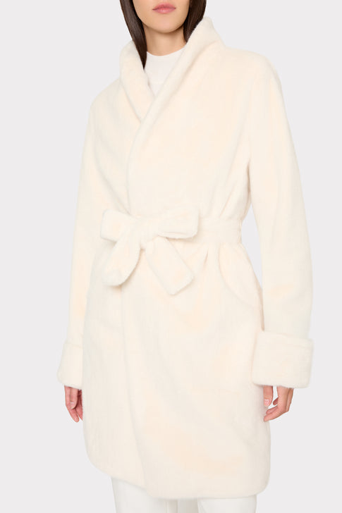 Faux Mink Wrap Coat Winter White Image 3 of 5