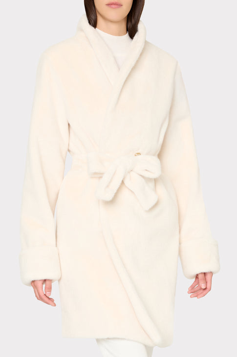 Faux Mink Wrap Coat Winter White Image 4 of 5