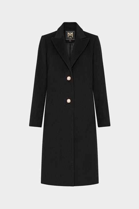Single Breasted Wool Coat With Pearl Buttons Black Image 1 of 4