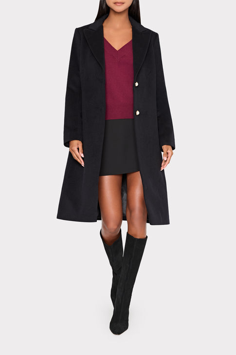 Single Breasted Wool Coat With Pearl Buttons Black Image 2 of 4