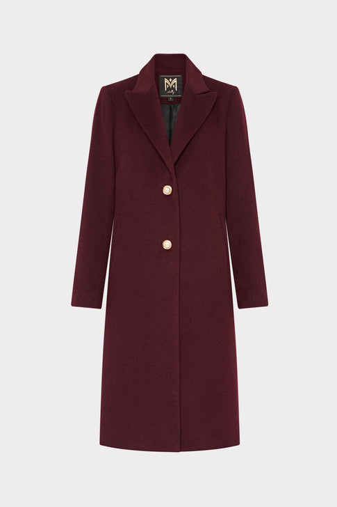 Single Breasted Wool Coat With Pearl Buttons Oxblood Image 1 of 4