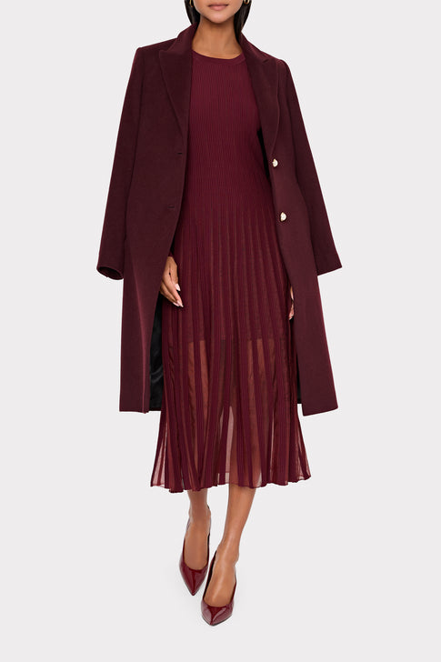 Single Breasted Wool Coat With Pearl Buttons Oxblood Image 2 of 4