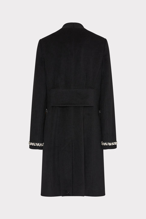 Embellished Trim Long Coat Black Image 4 of 4