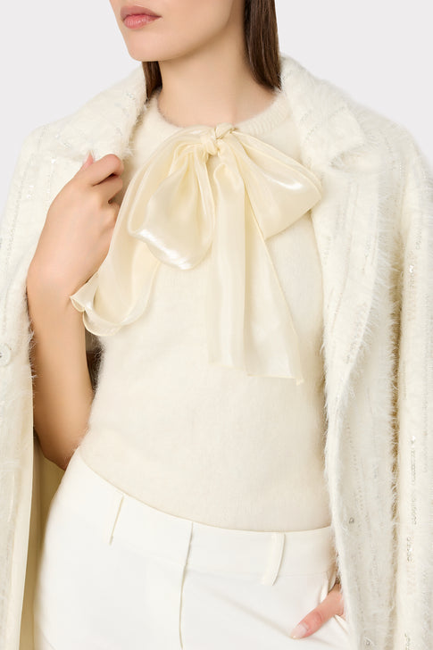 Embellished Faux Mohair Coat White Image 3 of 4