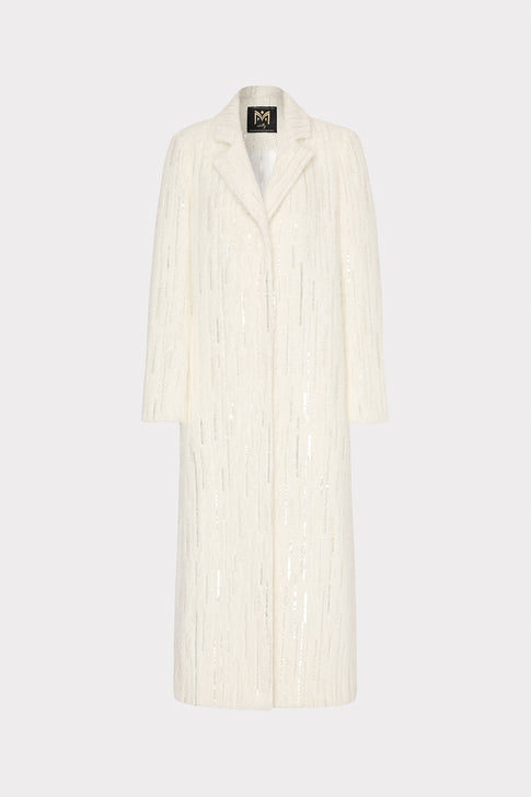 Embellished Faux Mohair Coat Winter White Image 1 of 4