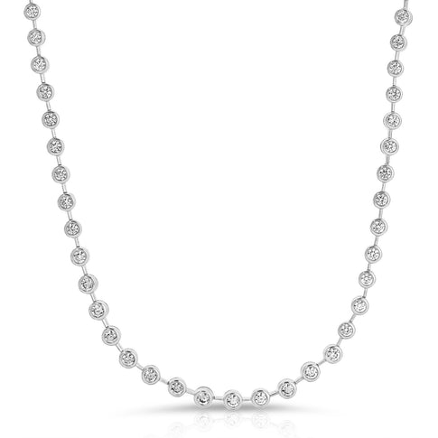 14K White Gold Diamond Tennis Necklace - Product Shot | MILLY
