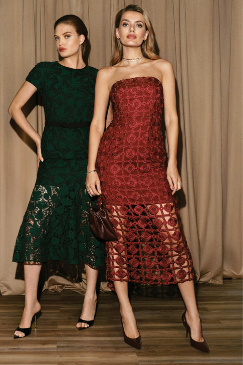 Kait Tile Lace Dress Burgundy Image 5 of 5