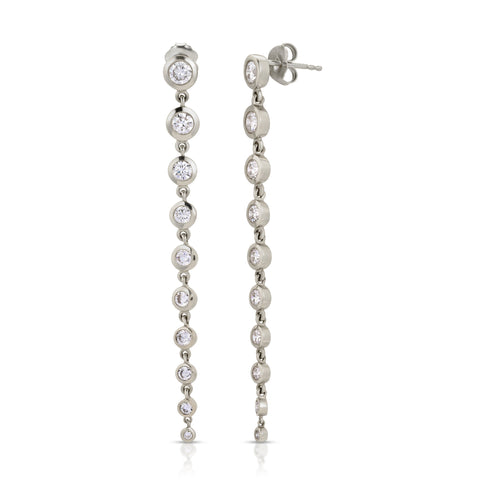 14K White Gold Diamond Cascade Earrings - Product View | MILLY