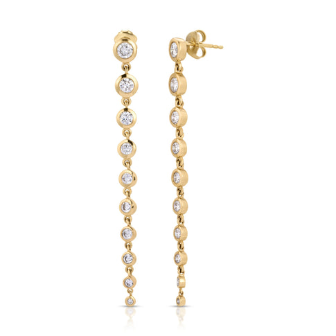 14K Yellow Gold Diamond Cascade Earrings - Front View | MILLY