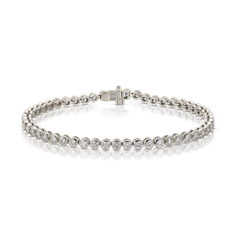 White Gold Diamond Tennis Bracelet - Flat Lay Product View | MILLY