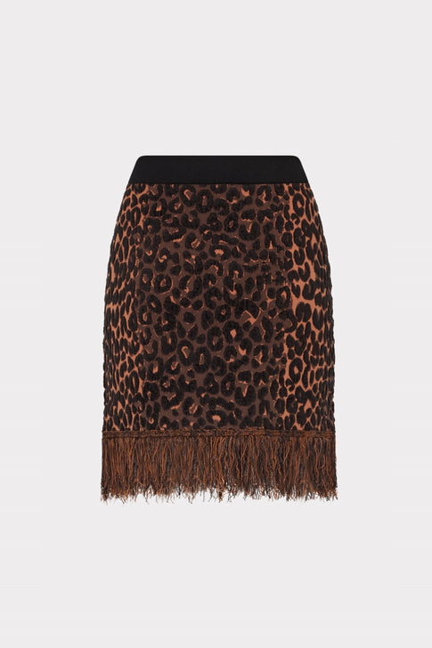 Leopard Fringe Knit Mini Skirt Multi Image 4 of 4