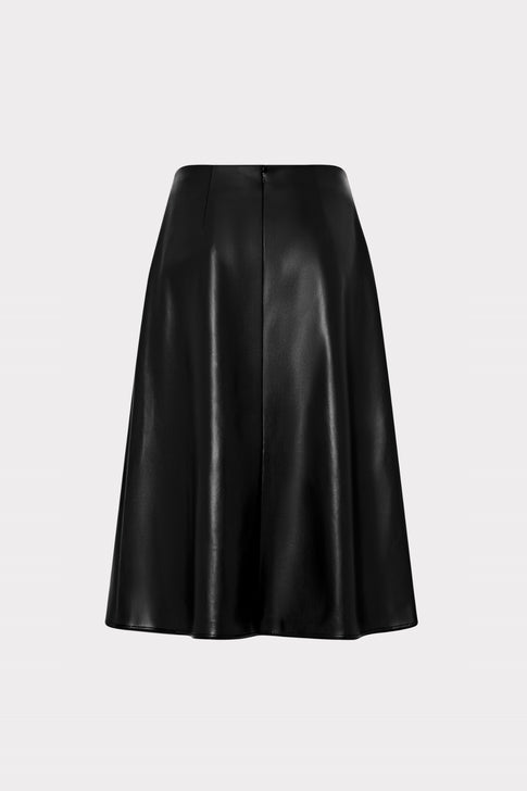 Vegan Leather Bow Midi Skirt Black Image 4 of 4