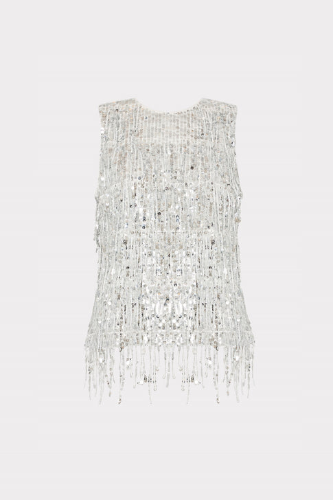 Royce Fringe Sequin Top Silver Image 1 of 6