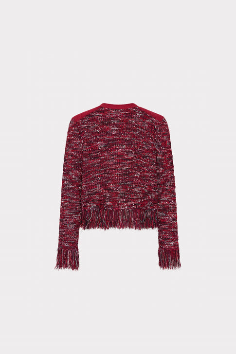 Kaia Textured Knit Cardigan Jacket Burgundy Multi Image 4 of 4