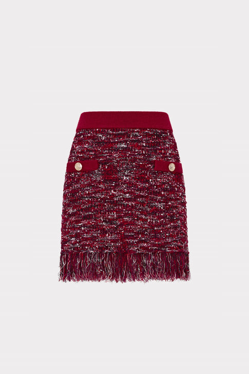 Kali Textured Knit Mini Skirt Burgundy Multi Image 1 of 4