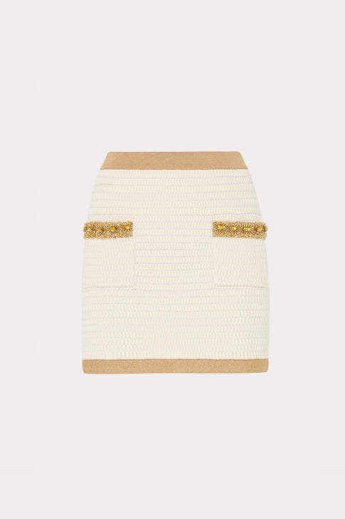 Reggie Gold Embellished Mini Skirt Ecru/Gold Image 1 of 6