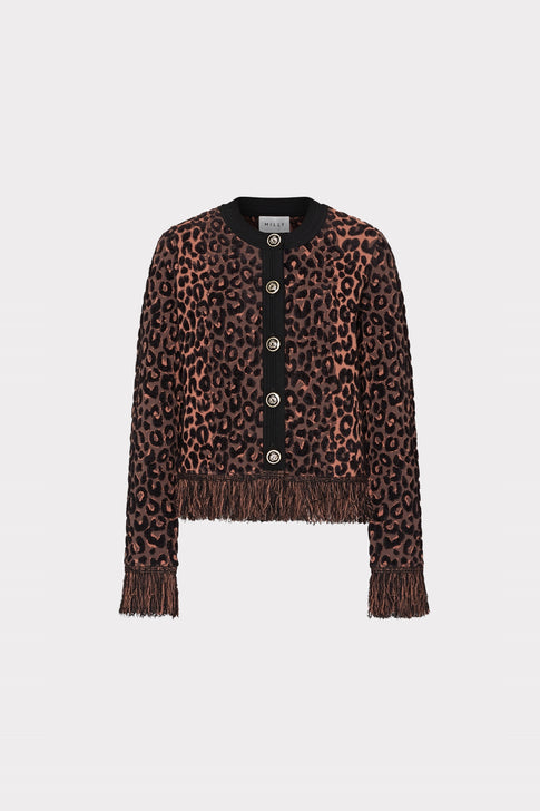 Leopard Fringe Cardigan Jacket Multi Image 1 of 5