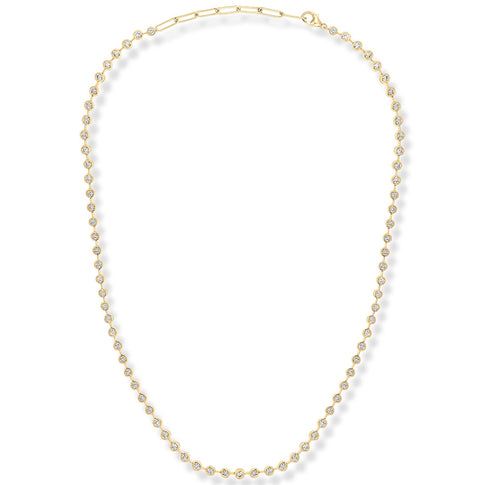 14K Yellow Gold Diamond Tennis Necklace - Full Length Product View | MILLY