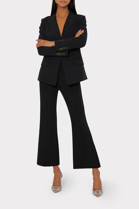 Carry Blue Pleasted Belted Blazer & Flare Pants Suit