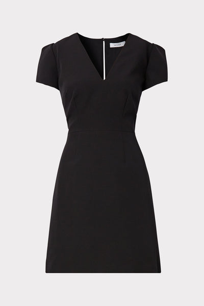black v neck dress with sleeves Cady Atalie Short Sleeve V-Neck Mini Dress in Black