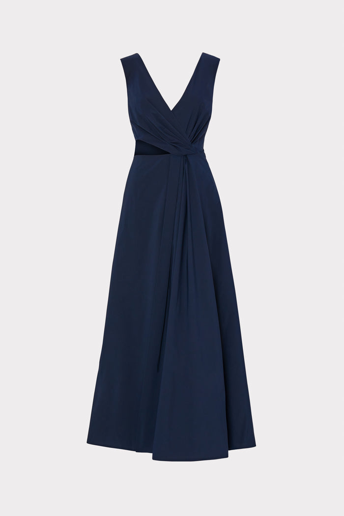 Nidra Stretch Poplin Cutout Maxi Dress
