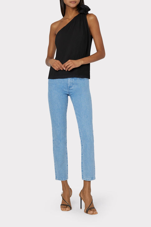 Gretta One Shoulder Pleated Top