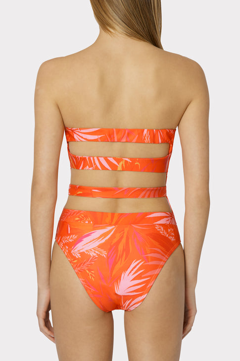 Tropical Palm Print Miami Belted One Piece Swimsuit